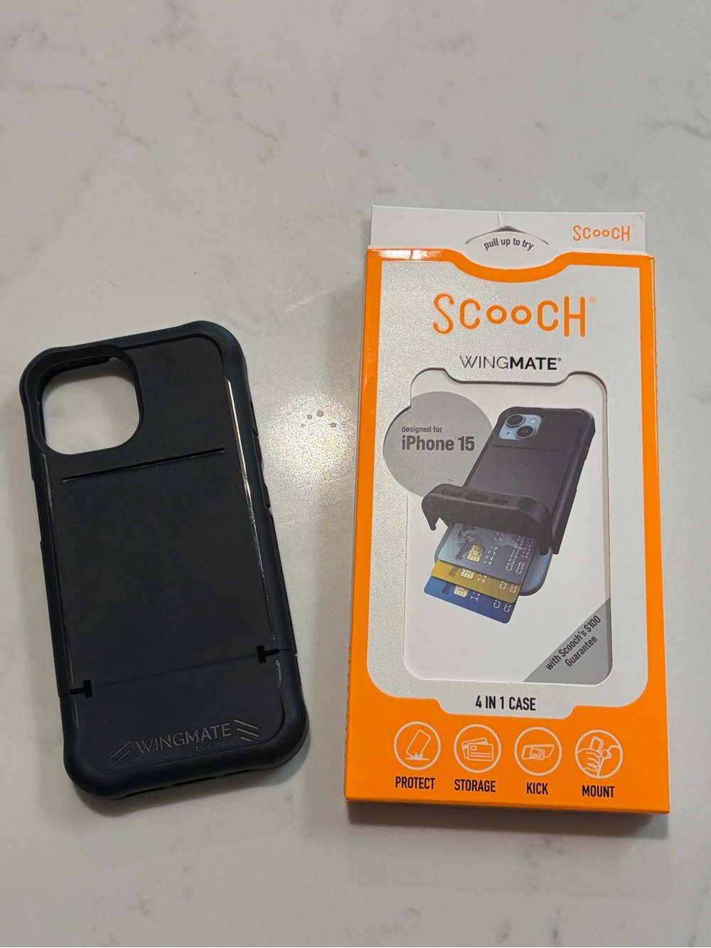 Wingmate iPhone 15 Case with Card Storage - Black